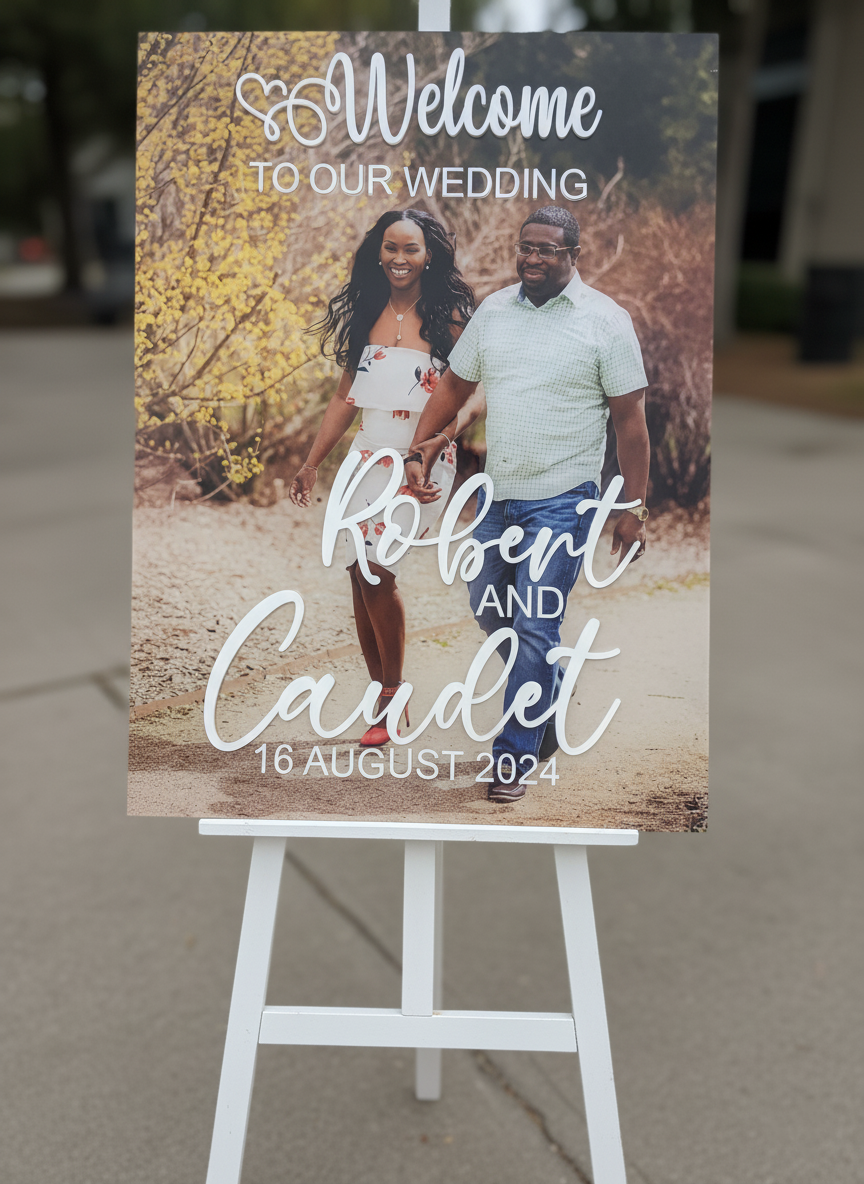 Custom Acrylic Welcome Sign with Photo & 3D Lettering | Personalized Event Sign for Weddings, Baby Showers & Birthdays